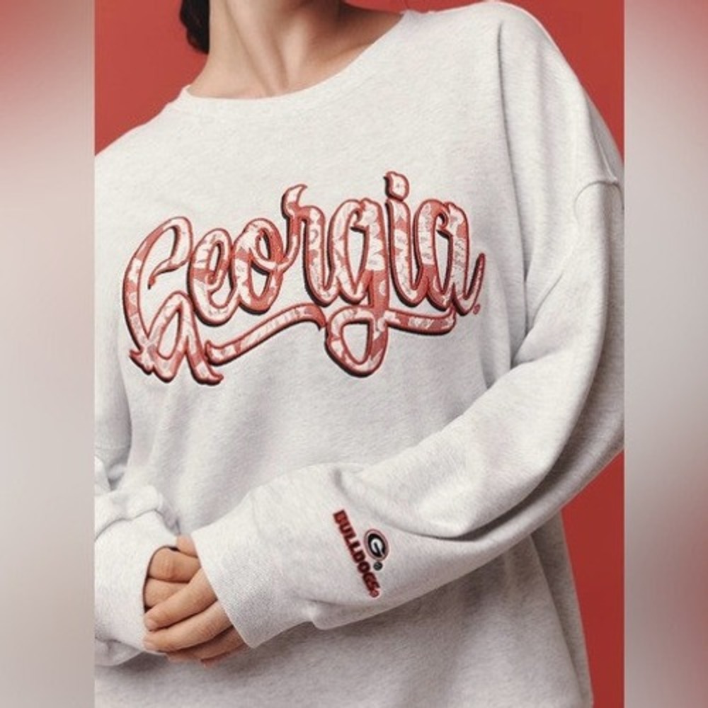 Anthropologie University of Georgia Crewneck Wild Collective Grey Medium Nwt